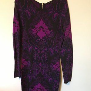 Felicity & Coco Purple Black Print Sweater Knit B… - image 1